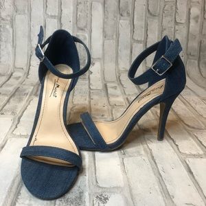 Denim heeled sandals
